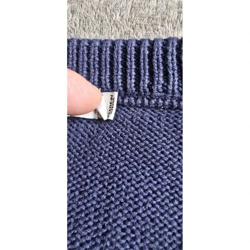 J Lindeberg Benji Sea Cable Knit Sweater Mens Medium Navy Blue Golf Preppy